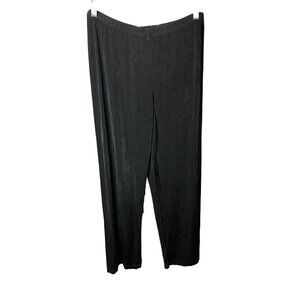 Chicos Travelers Black Long Stretchy Knit Pull On Pants Sz M